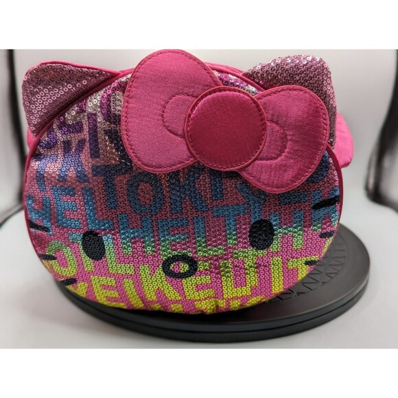 Sanrio Hello Kitty Shoulder Purse Bag Rainbow Pink Sequin Satin Zip 2012 - Picture 6 of 14